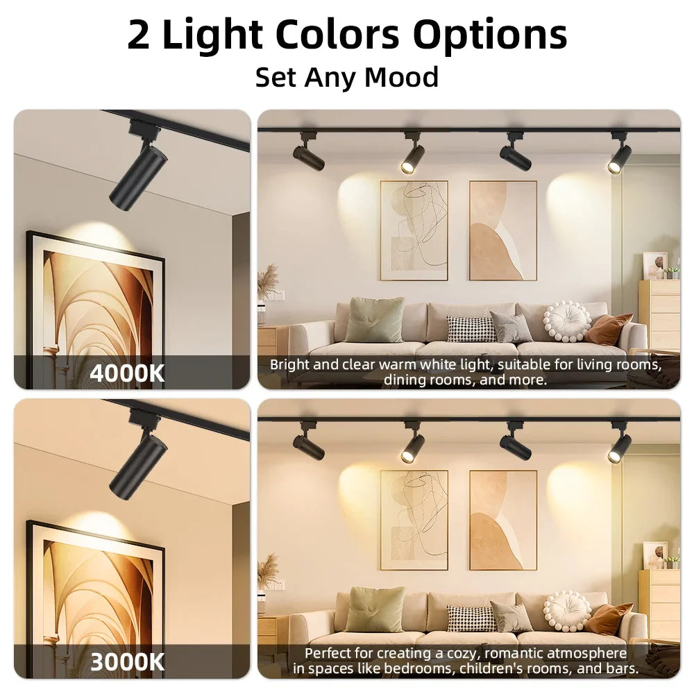 Set LED Track Light Dimmable Track Lamp AC180-265V COB led Spotlight  for Living Room Kitchen Clothing Store Rail Lamp Lighting