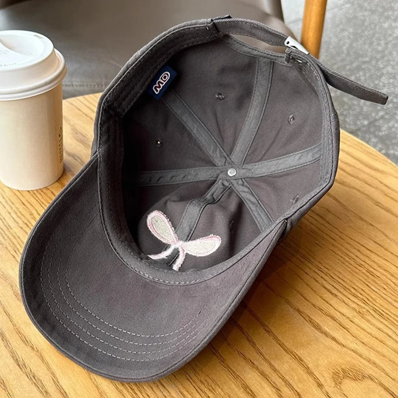 Sweet Bowknot Baseball Cotton Adjustable Snapback Hat Spring Autumn Embroidery Women's Cap Outdoor Casual Sun Hat Visors Hat