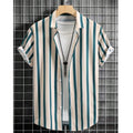 Hawaiian Shirts For Men 3d Striped Print Short Sleeve Shirts Summer Loose Casual Tops Simple Fashion Oversized Men Clothing