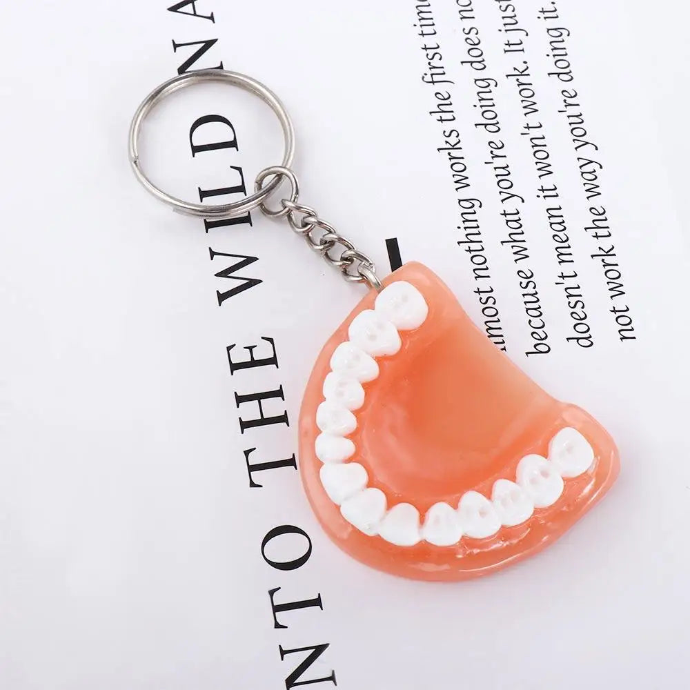 Decoration Dental Accessories Teeth Shape Simulation Upper Jaw Teeth Pendant Tooth Key Chain Denture Key Chain Teeth Keyring