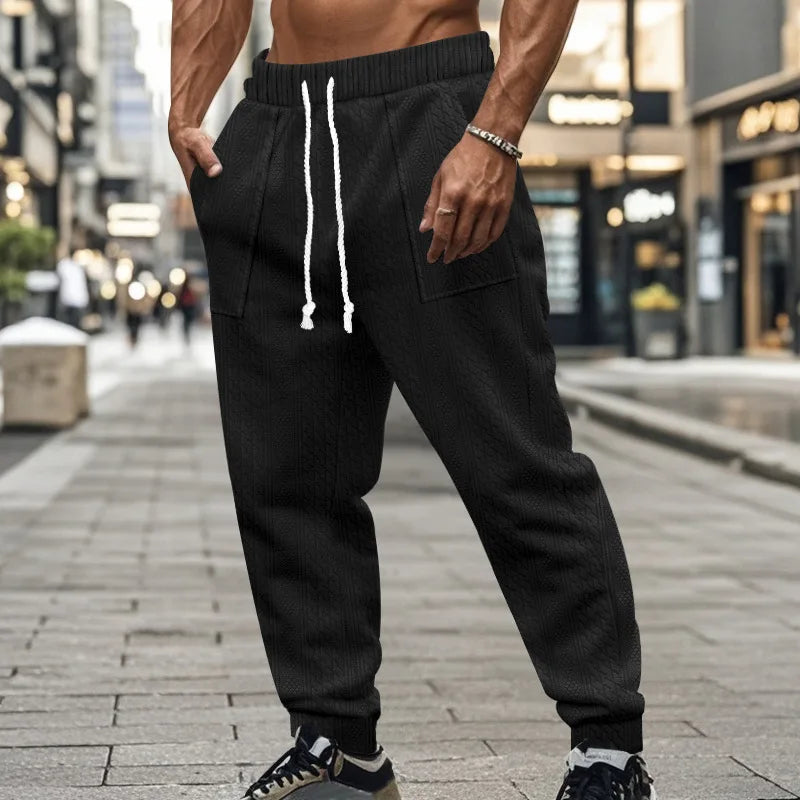 Men's Solid Color Sweatpants American Style Casual Pants Autumn Winter Home Wear Elastic Belt Soft and Comfortable Jogging Pants