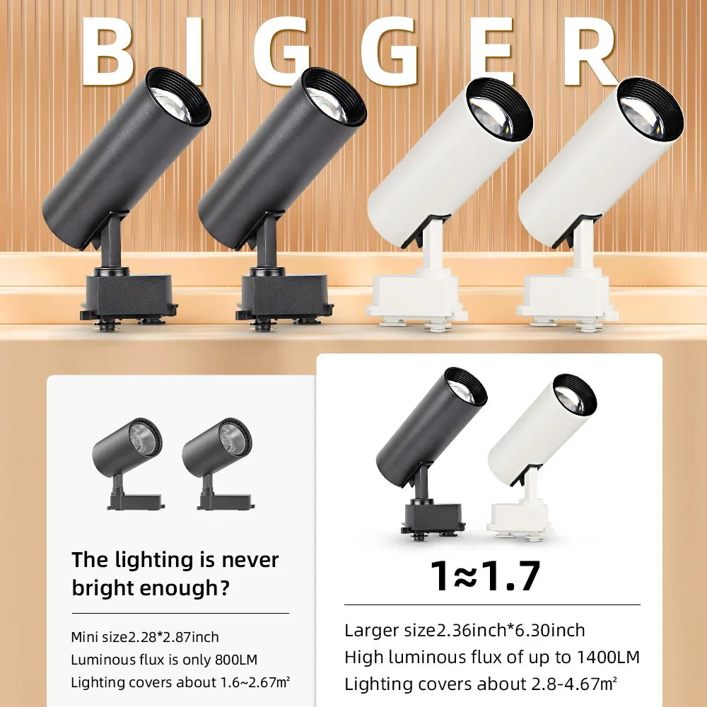 Set LED Track Light Dimmable Track Lamp AC180-265V COB led Spotlight  for Living Room Kitchen Clothing Store Rail Lamp Lighting