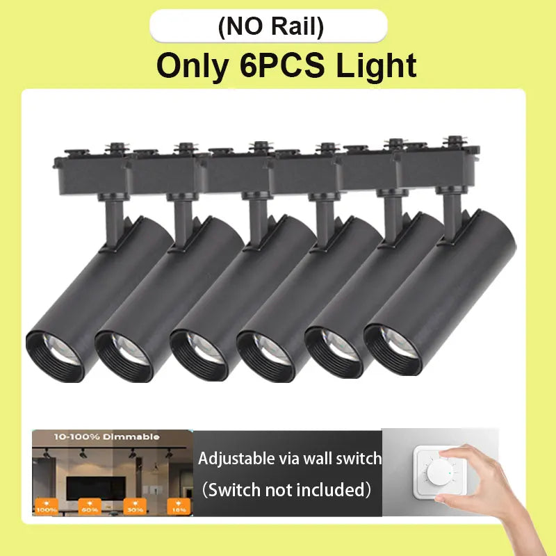Set LED Track Light Dimmable Track Lamp AC180-265V COB led Spotlight  for Living Room Kitchen Clothing Store Rail Lamp Lighting