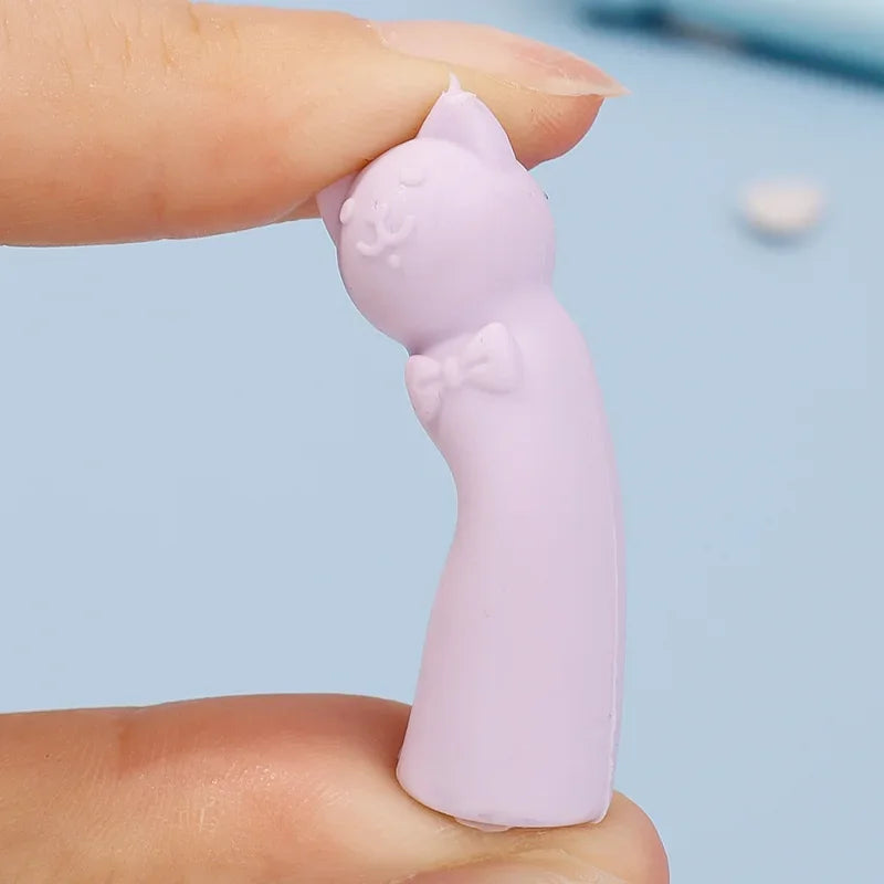 1-20pcs Cartoon Eraser Caps Pencil Erasers Toppers Cute Cat Erasers for Kids Student School Stationery Supplies Pen Head Sleeves