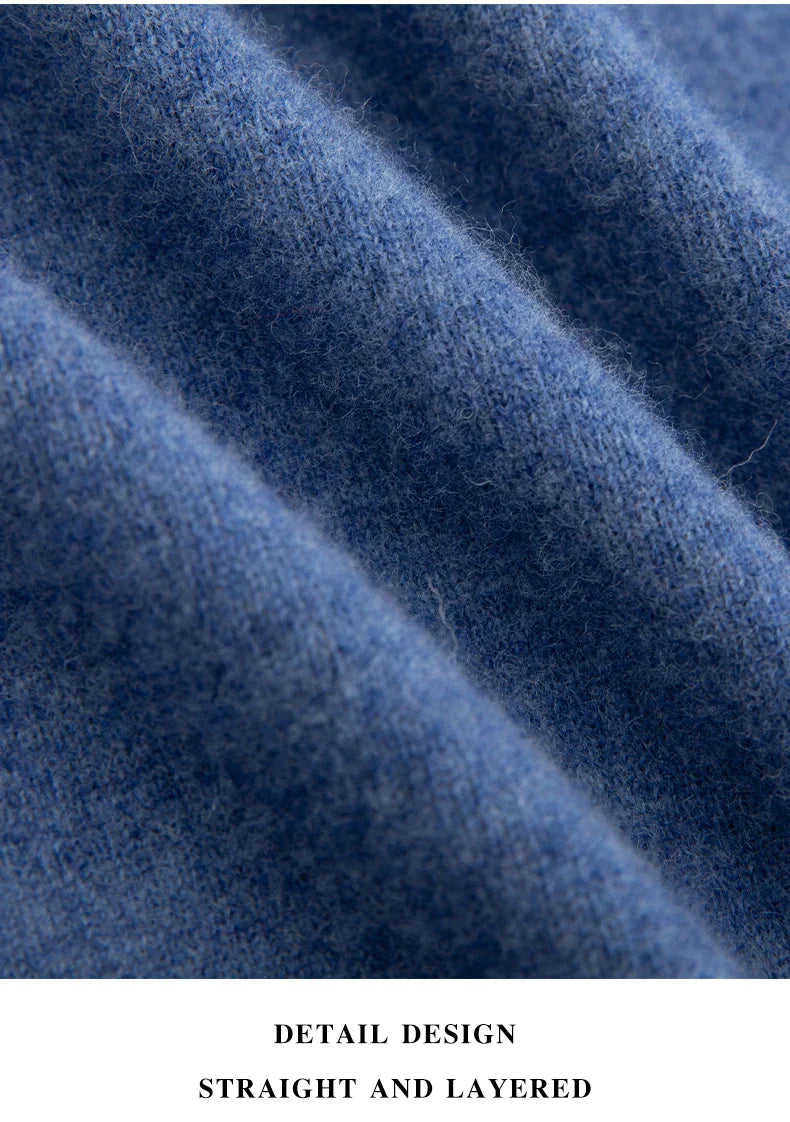 Autumn And Winter 100% Pure Wool Men's Thick Round Neck Slim-Fit  O-neck Pullover Long-Sleeved Knitted Cashmere Sweater