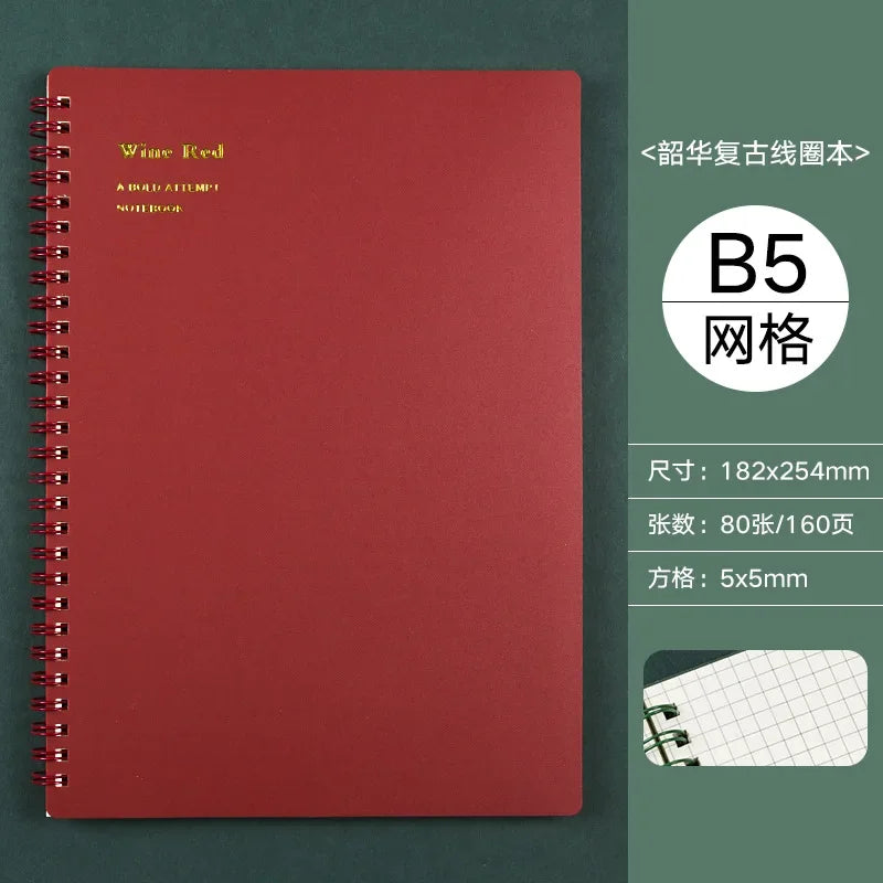 A5/B5/A6 Classical PP Coil Line Grid Spiral Notebook Journals Morandi Basic Diary Weekly Planner Book School Stationery