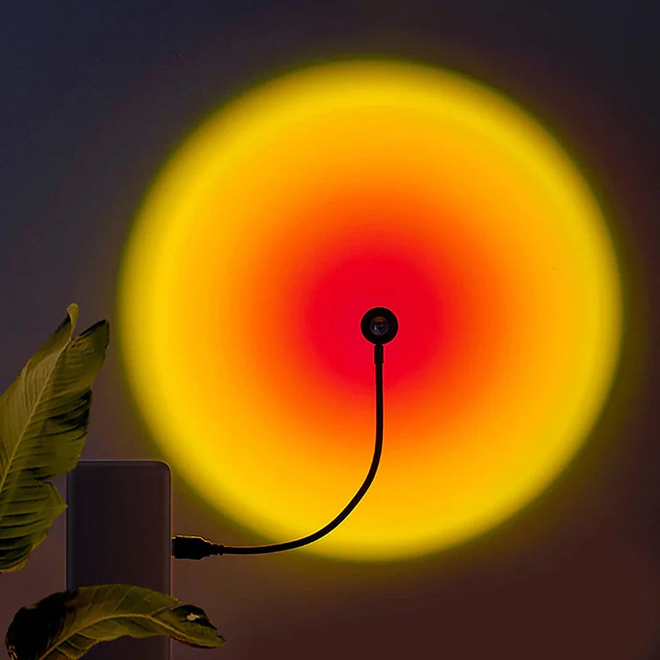 USB Sunset Projection Lamp Rainbow Atmosphere Night Light Sunset Light for Photography Selfie Coffee Store Live Wall Decoration