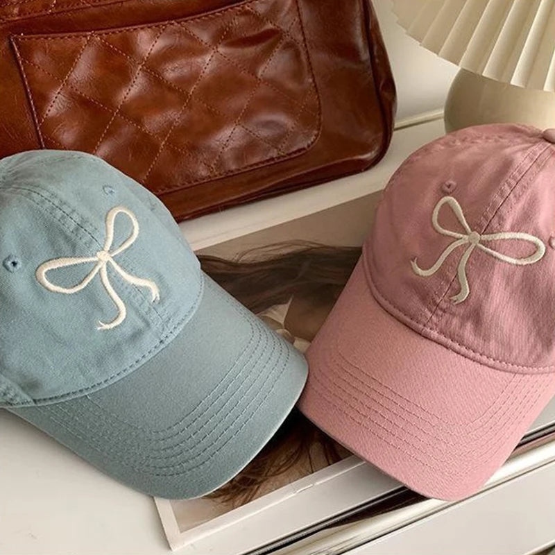 Sweet Bowknot Baseball Cotton Adjustable Snapback Hat Spring Autumn Embroidery Women's Cap Outdoor Casual Sun Hat Visors Hat