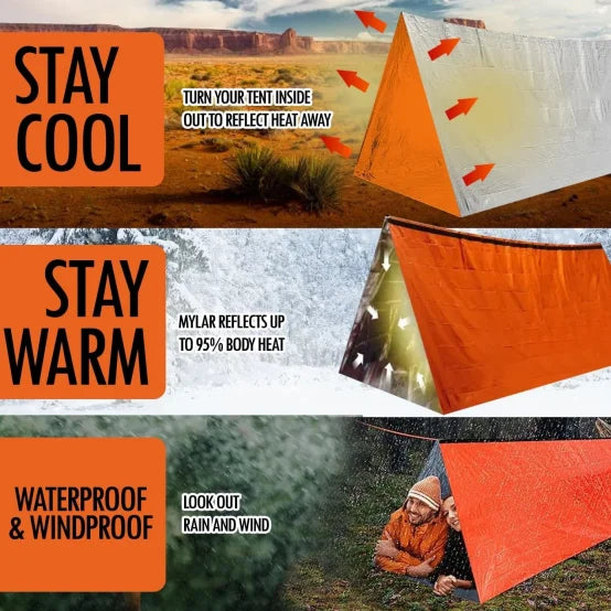2 Person Emergency Tent  Camping Travel  Family Campaign House Tourist Tents Cool Gear Equipment Coat