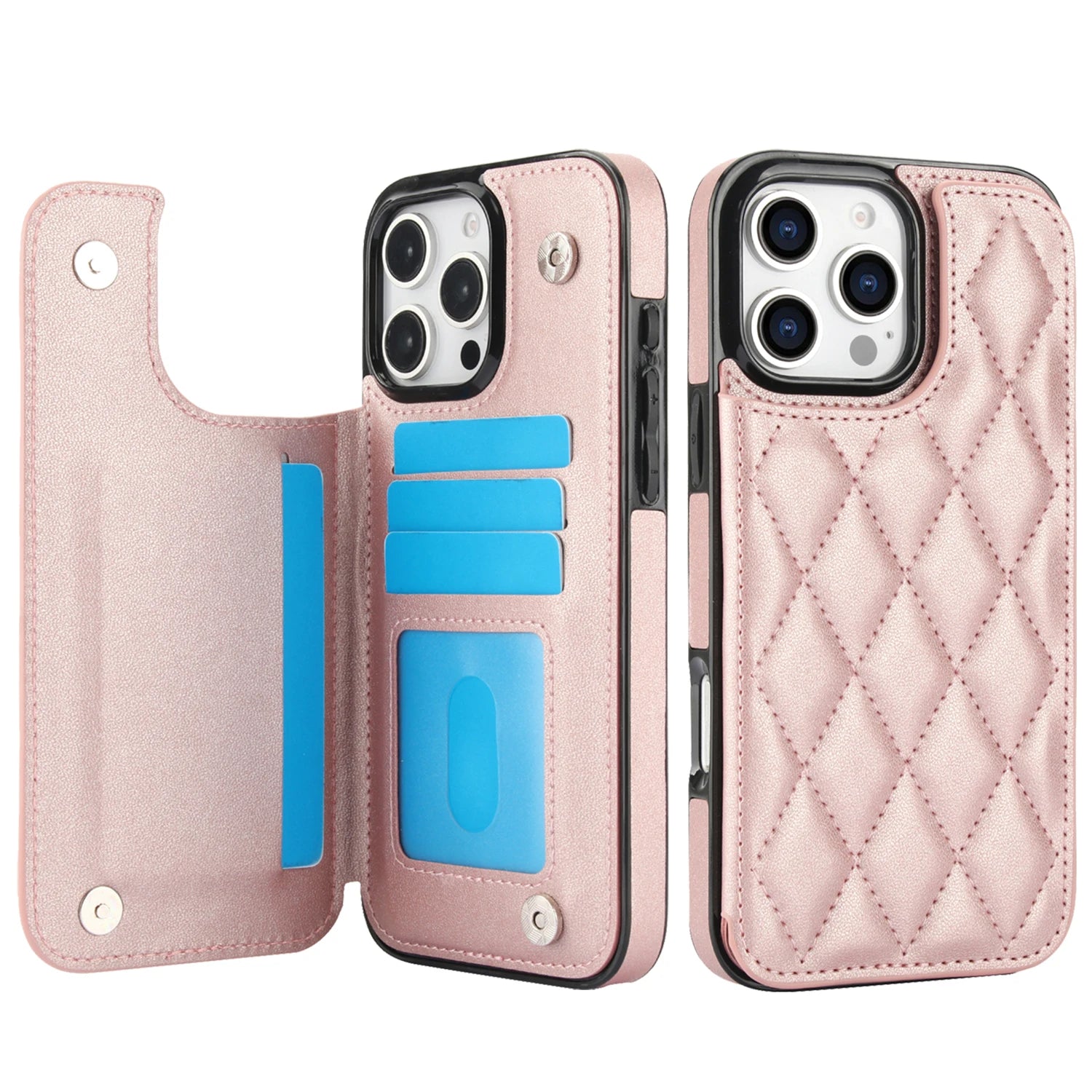 Card Slot Flip Leather Case For iPhone 16e 15 Pro Max 14 13 12 11 SE 3 2 XS XR 8 7 Plus Wallet Double Button Small Fragrant Wind