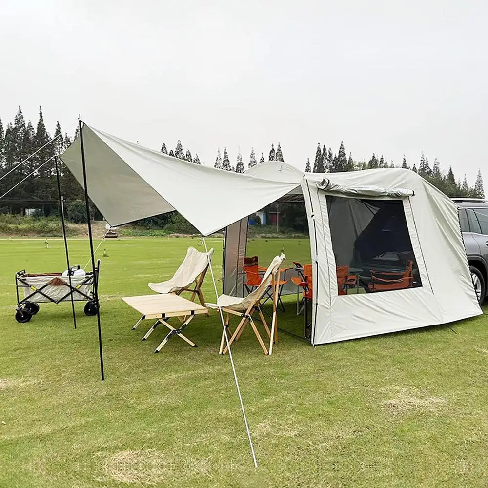 5-6 Person Car Truck Tent For Camping SUV MPV Car Rear Tent Waterproof Auto Tail Tent Awning Beach Sunshade For Self-driving