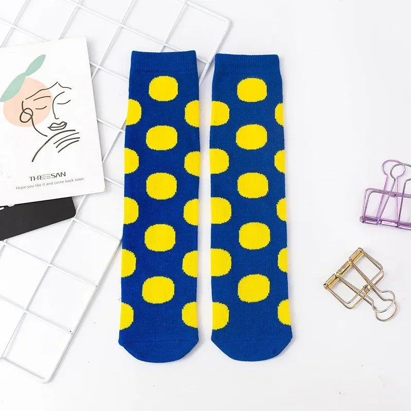 Girl Long Knee Socks New 1-12 Y Child Socks Autumn Winter Color Matching Dot Children's Pile Student Kids Boys Girls Tube Sock