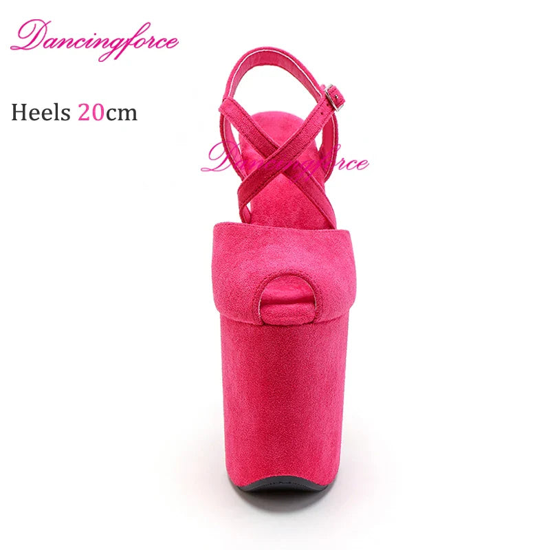 New Cross Straps 20cm 8inches Suede Upper Fashion Sexy Exotic High Heel Platform Party Women Sandals Pole Dance Shoes