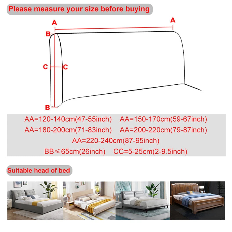 Simple Bedside Cover Elastic Thicken Protection Headboard Case Dust-Proof Nordic Bedroom Bed Cushion Cover House Decoration
