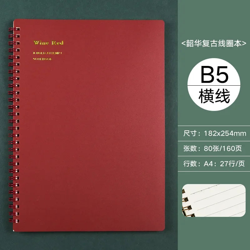 A5/B5/A6 Classical PP Coil Line Grid Spiral Notebook Journals Morandi Basic Diary Weekly Planner Book School Stationery