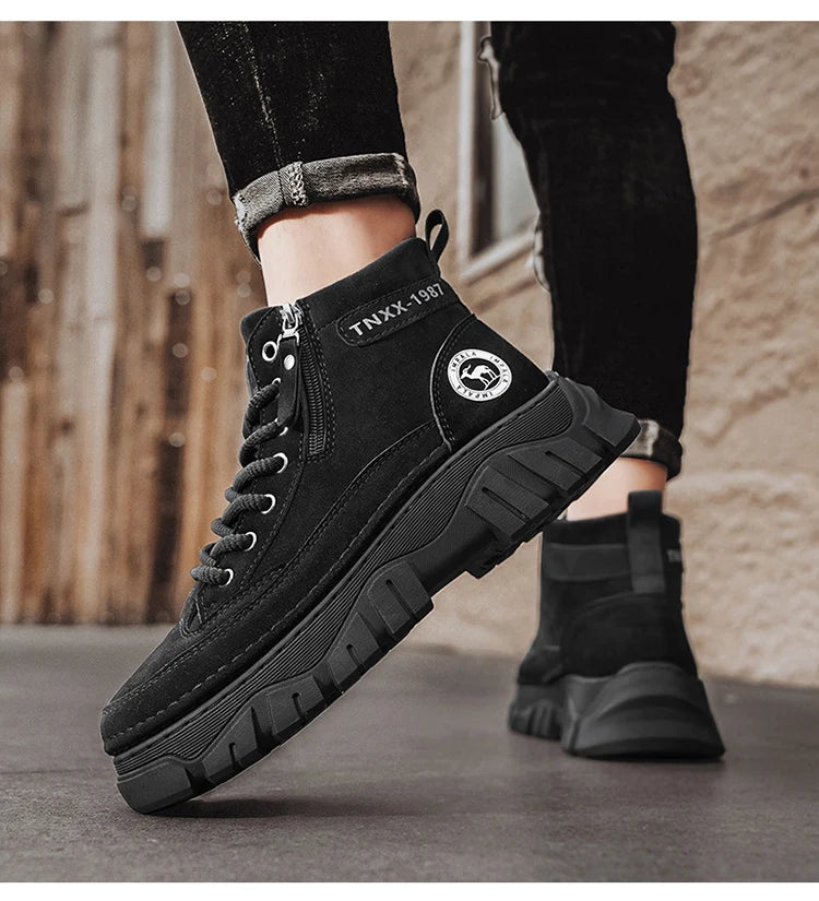 High-top boots, British workwear motorcycle shoes, versatile casual shoes, trendy outdoor shoes