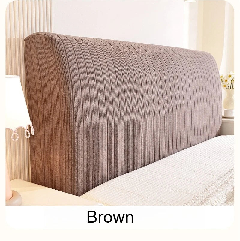 High Elasticity Headboard Cover Solid Color Double Bed Backrest Cover Autumn Winter Warm and Dustproof Cover Machine Washable