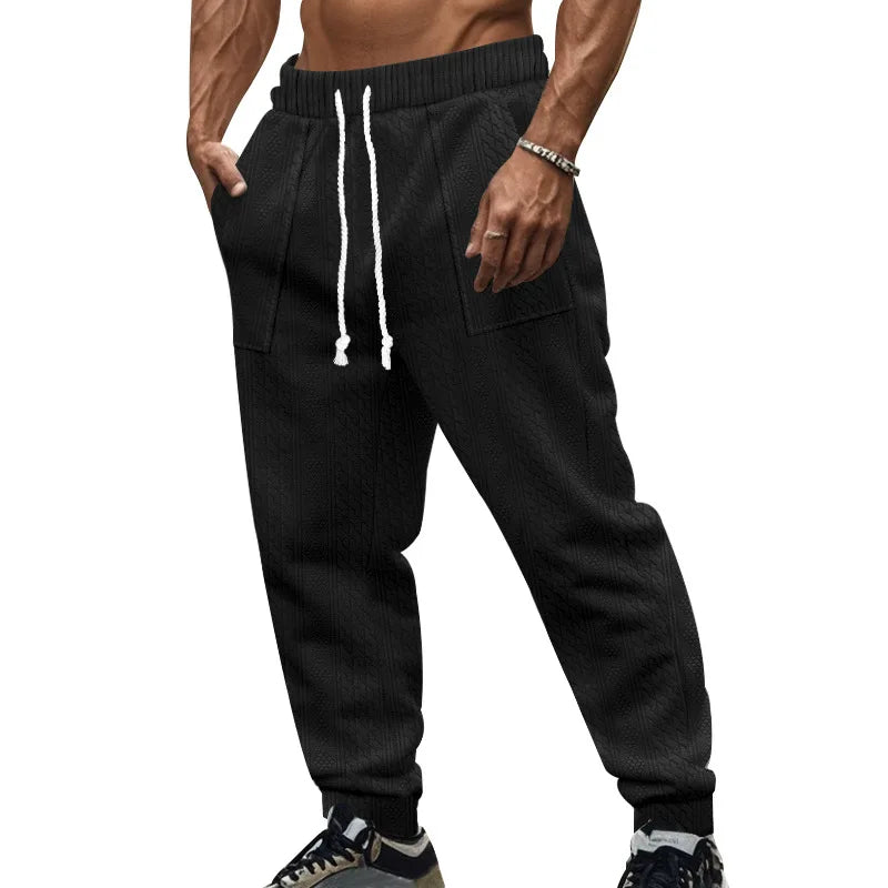 Men's Solid Color Sweatpants American Style Casual Pants Autumn Winter Home Wear Elastic Belt Soft and Comfortable Jogging Pants