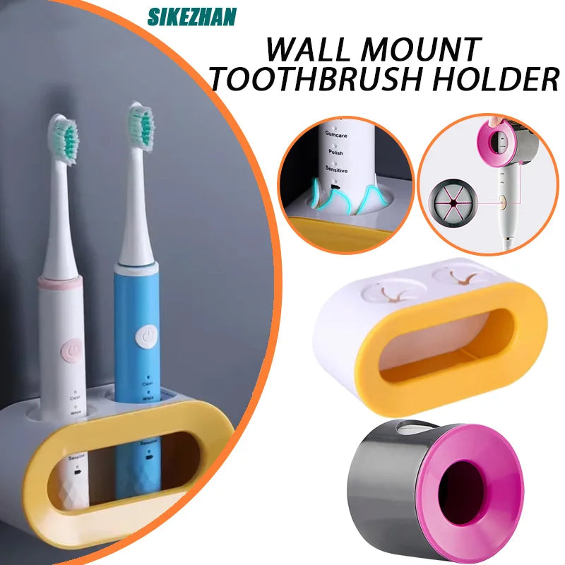 Bathroom Toothbrush Holder Wall Mount Bathroom Organizer Double Single Hole Self Adhesive Tooth Brush  Accessories Space Saving