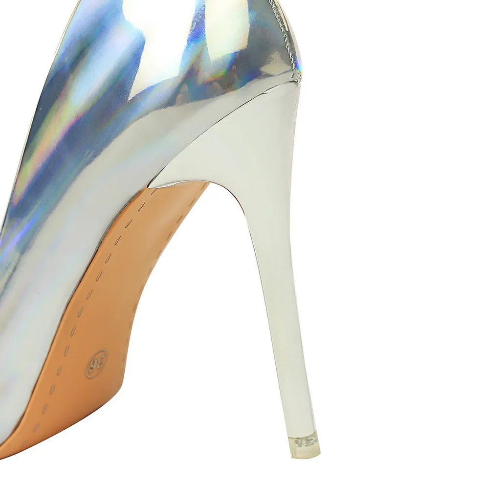 Women Fetish 10.5cm High Heels Pumps Wedding Bridal Stiletto Wedding Bridal Heels Lady Scarpins Office Party Green Blue Shoes