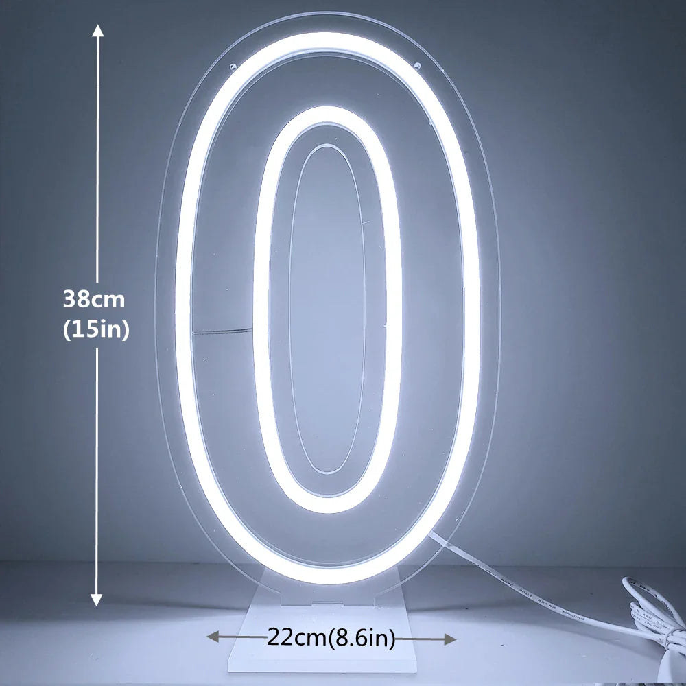 Glowing Numbers 0 to 9 LED Neon Lights 30cm  Numbers for Birthday Party Anniversary Event Home Bar Hotel Art Decoration