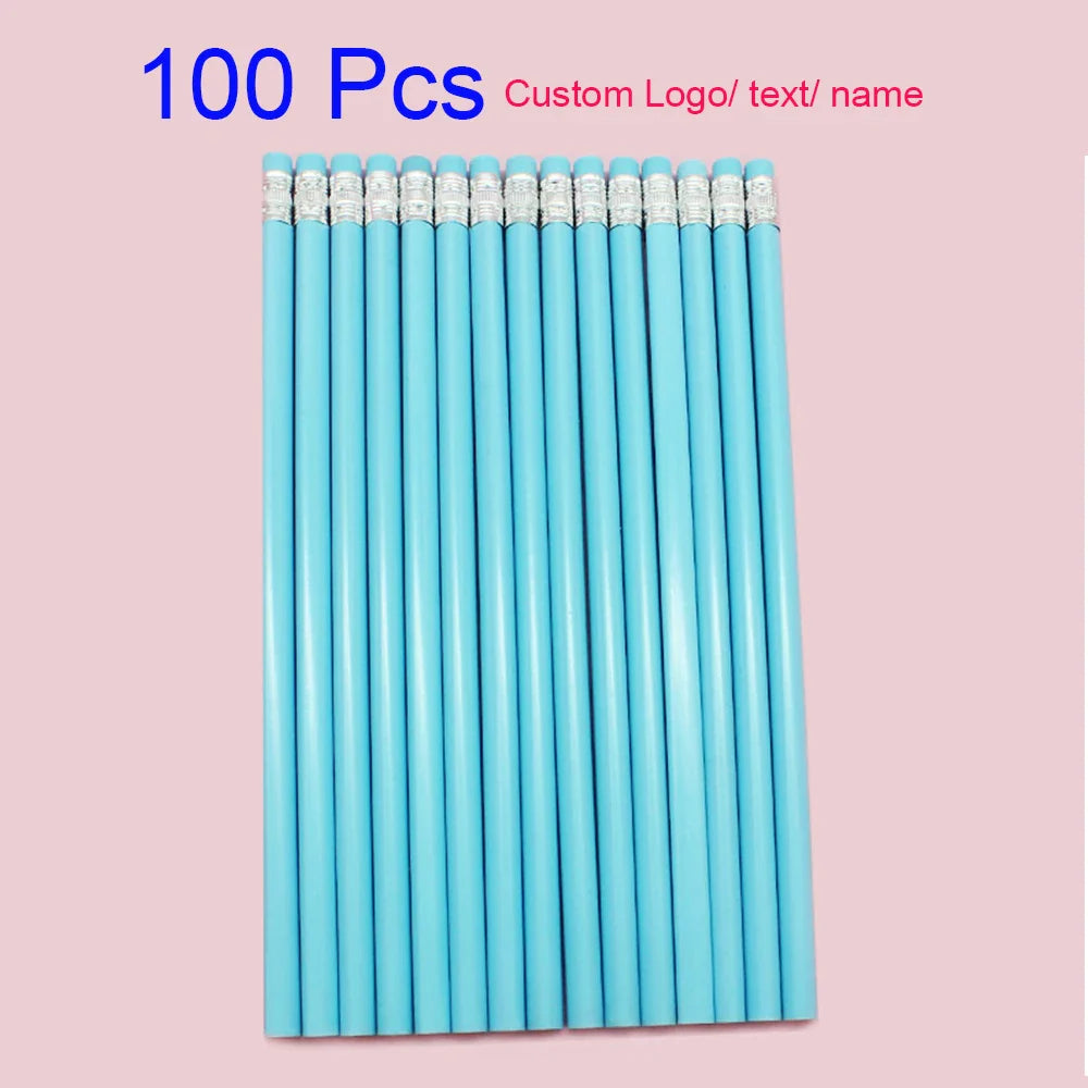 Custom Wood Pencils Personalized Name Pencils with Erasers-Imprinted Logo or Message Pen for Baby Shower Wedding School Office