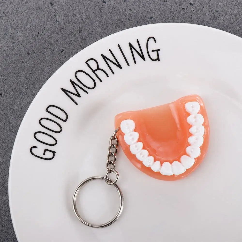 Decoration Dental Accessories Teeth Shape Simulation Upper Jaw Teeth Pendant Tooth Key Chain Denture Key Chain Teeth Keyring