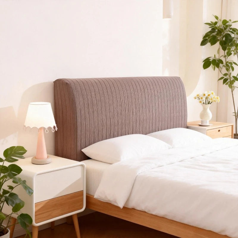 High Elasticity Headboard Cover Solid Color Double Bed Backrest Cover Autumn Winter Warm and Dustproof Cover Machine Washable