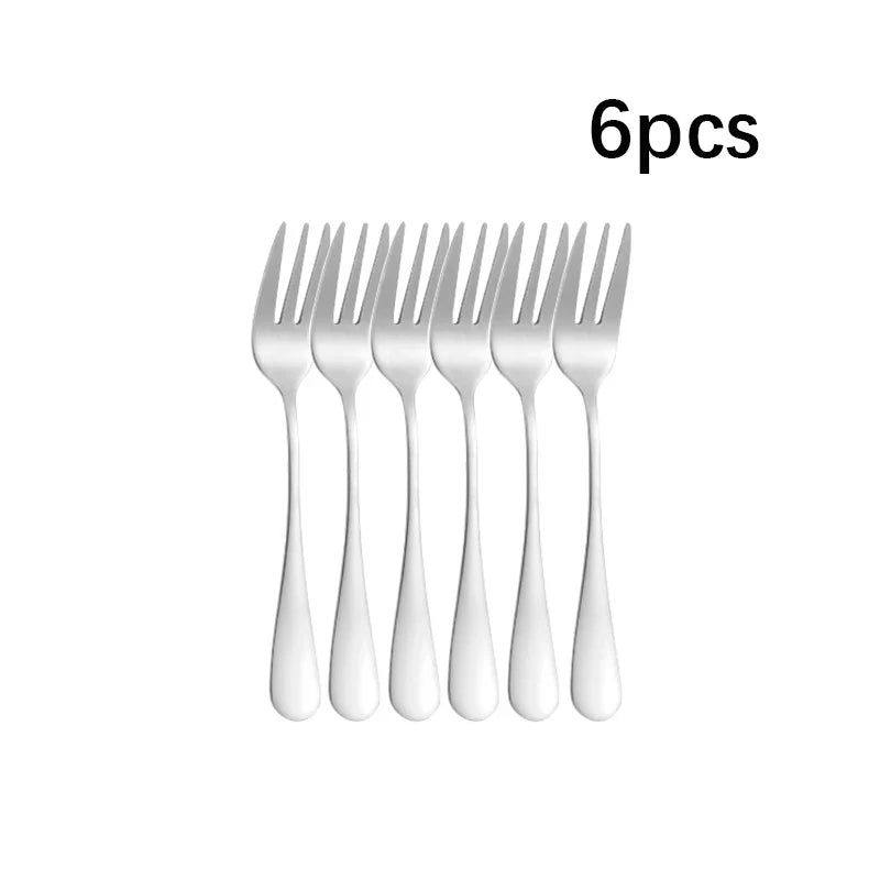 6/30pcs Silver stainless steel steak knife, fork and spoon dessert fork and spoon tableware set suitable for tableware hotel