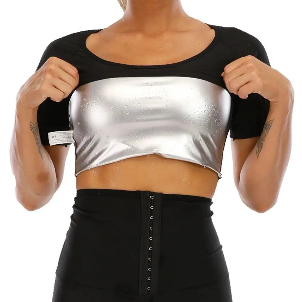 Sweat-resistant Sweat Short Sleeve Fat Burning Compression Fit Shapewear Top Reusable Waist Trainer Workout Compression T-Shirts