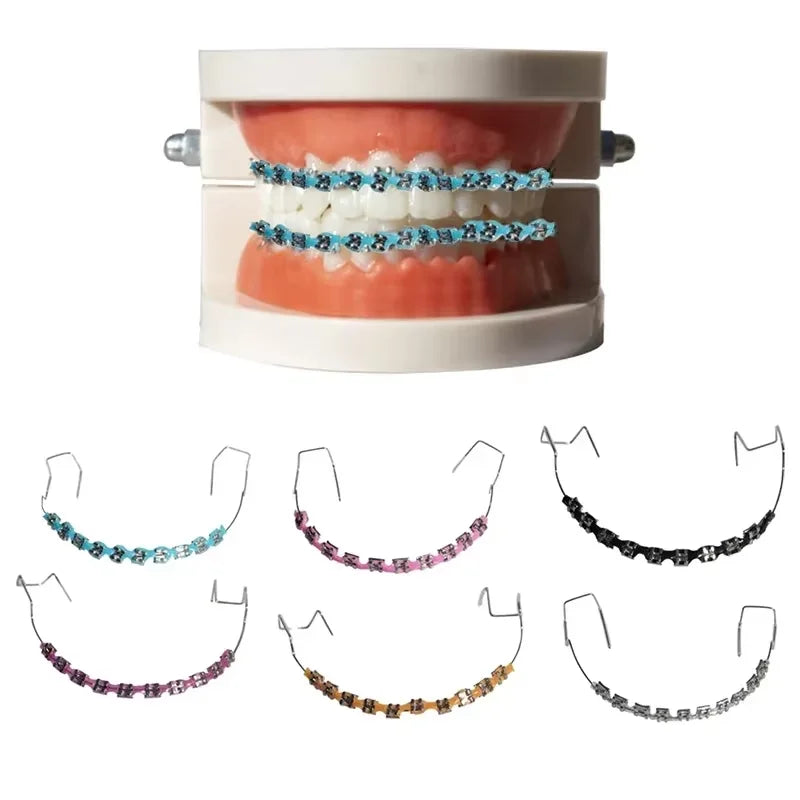 1pair Fashionable Tooth Decoration Set with Metal Chain - Upgraded Dental Model Kit for Upper/Lower Matching, Daily Party Wear
