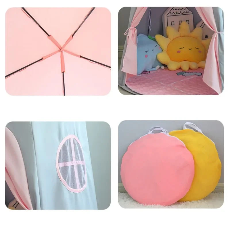 Large Teepee Tent for Kids Folding Toy Tent Castle Children Play House Large Teepee Tent Princess Castle Children Outdoor Gifts