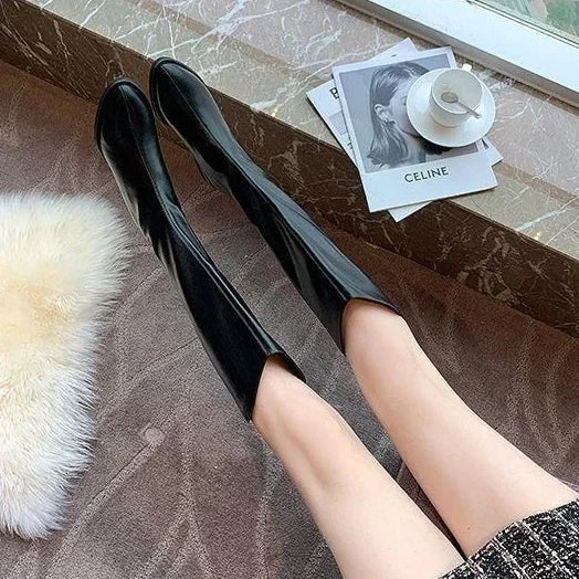 Long Boots for Women Middle Heel Spring Autumn Pointed Toe Quality Knee High Shaft Shoes Woman Work Y2k Hot Gyaru Cosplay New In