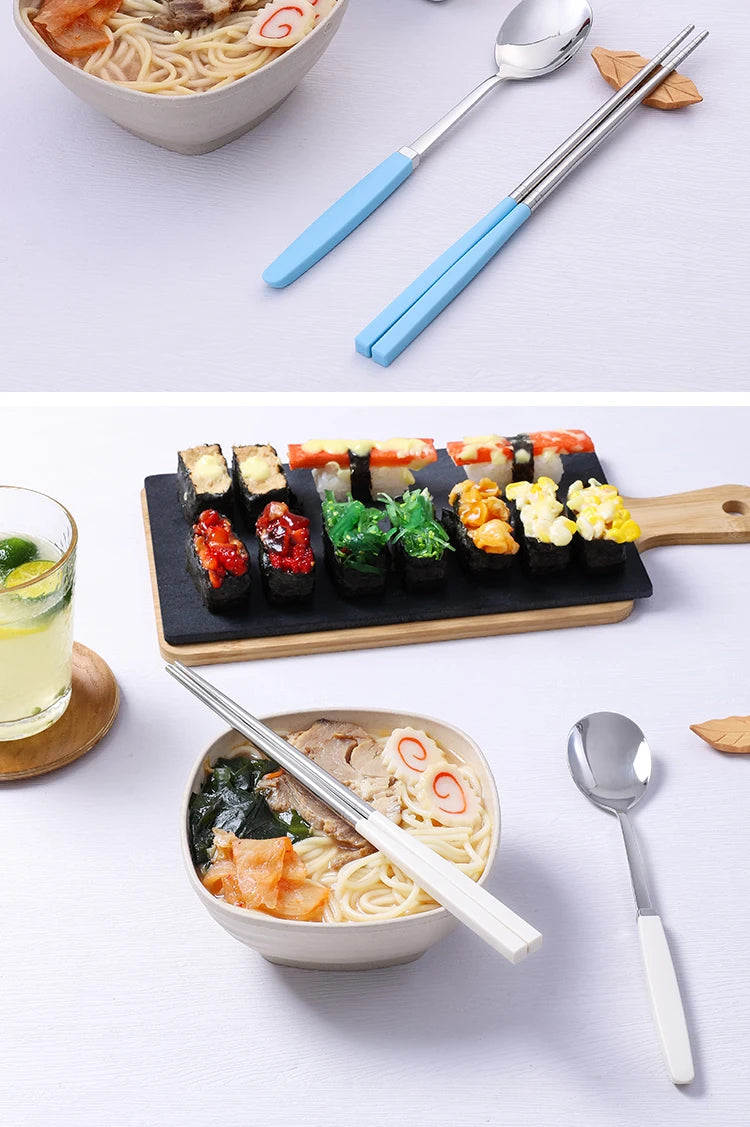 Korean Tableware Set 304 Stainless Steel Cutlery Set High Quality Dinner Set Spoon Chopsticks Set Dinnerware 8Pcs Cutlery Sets