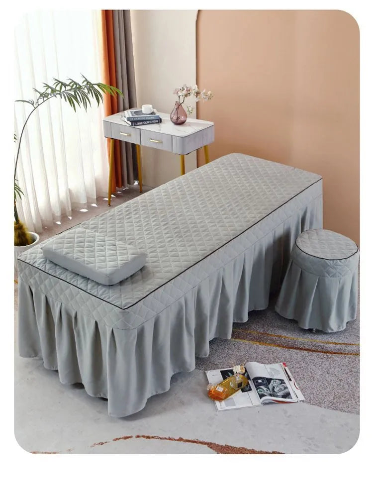 Thickened Single Double Beauty Bed Cover Pure Color Massage Beauty Salon Body Therapy Massage Hair Wash Bedding Cover Set