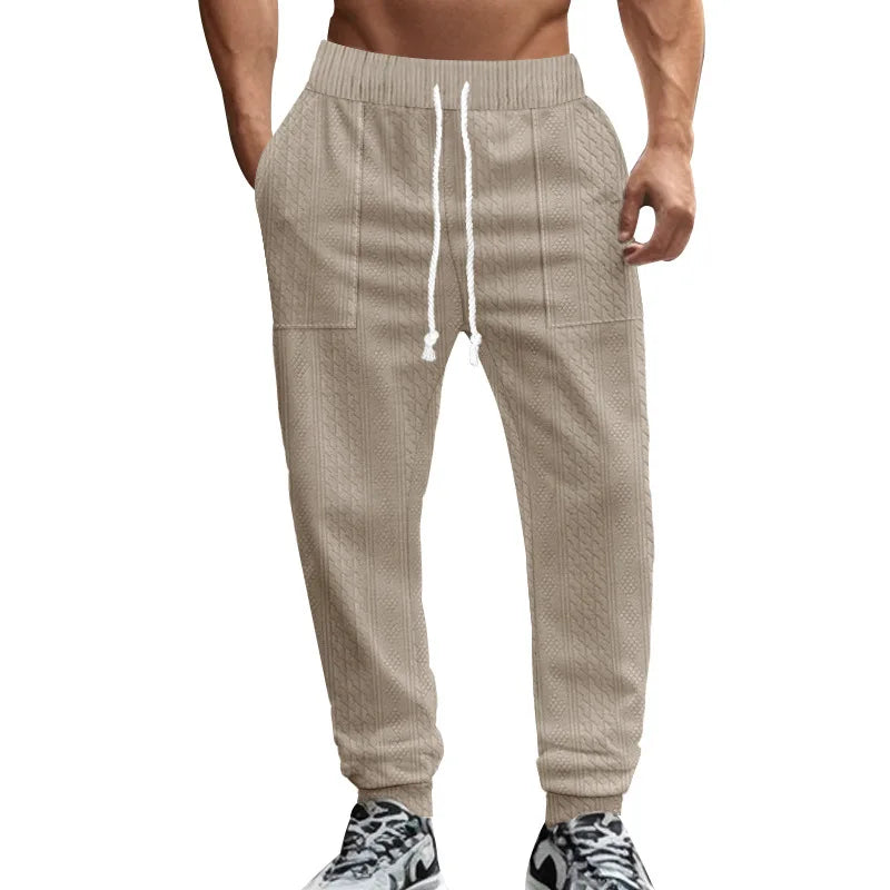 Men's Solid Color Sweatpants American Style Casual Pants Autumn Winter Home Wear Elastic Belt Soft and Comfortable Jogging Pants