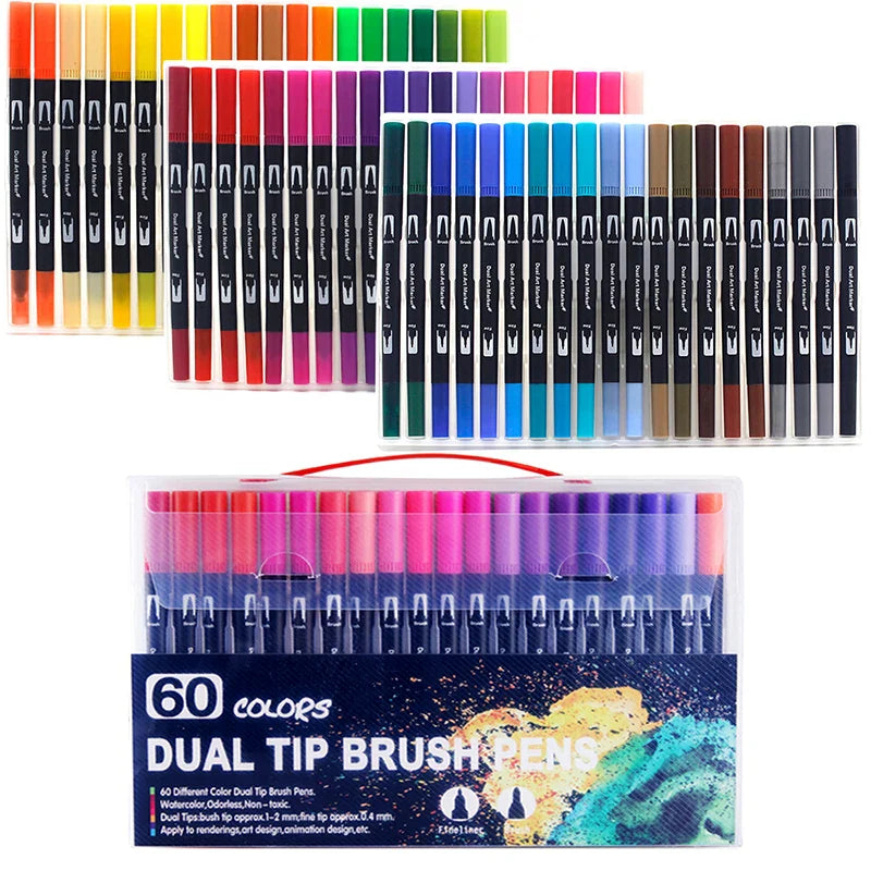 12/24/36 120 Colors Double Ends Manga Art Brush Pen Set Pencil Watercolor Art Markers Fineliner Calligraphy Pens Art Supplies