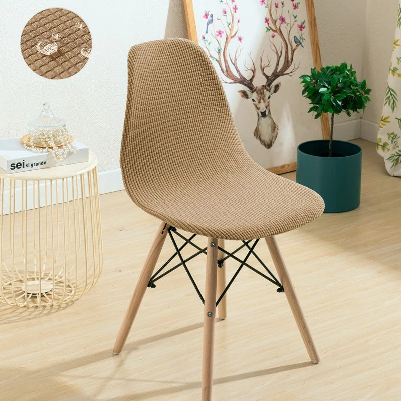 Jacquard Waterproof Shell Chair Cover Short Back Scandinavian Chair Covers Adjustable Dining Room Seat Covers for Bar Party