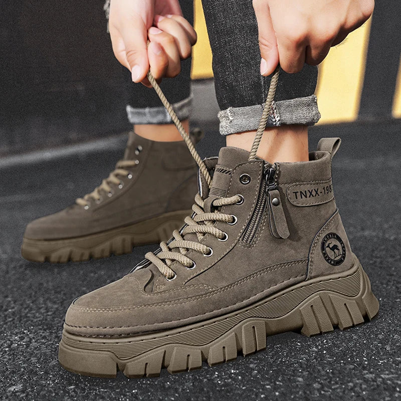 High-top boots, British workwear motorcycle shoes, versatile casual shoes, trendy outdoor shoes