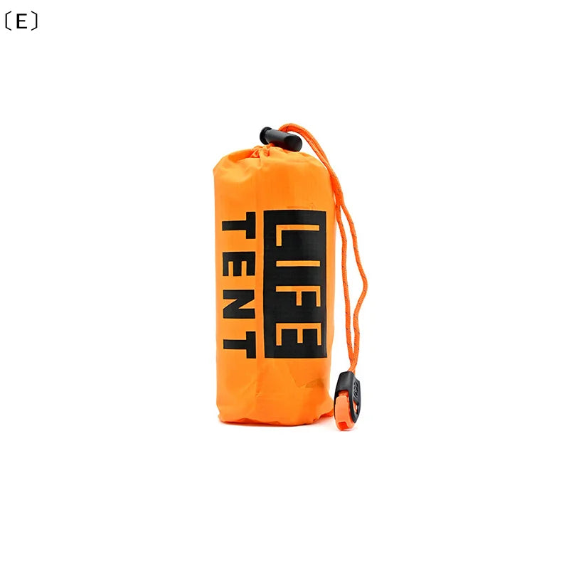 〔E〕Outdoor Insulated Emergency Tent Waterproof Emergency Life Saving Insulated Tent Includes Life Whistle Ripstop TentPouch