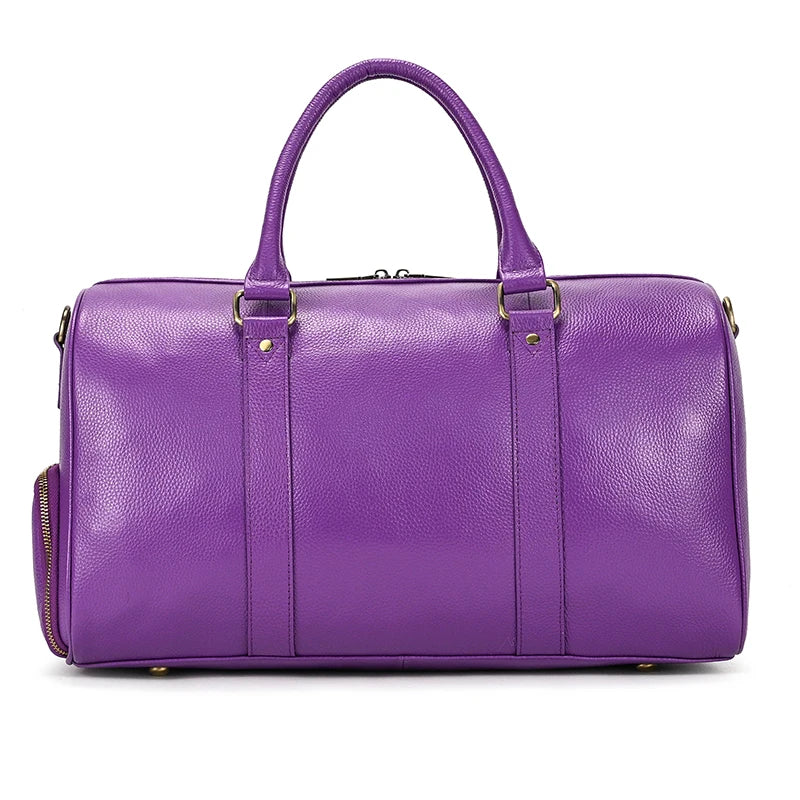 Big Capacity Genuine Leather Travel Bag For Men Women Soft Black Cowhide Casual Travel Duffel Large Luggage Weekend Shoulder Bag