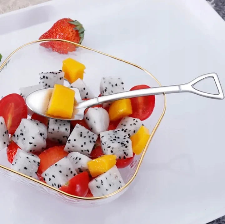 Stainless Steel Shovel Spoons Gold Silver Mini Coffee Teaspoon Fruit Ice Cream Dessert Spoon Scoops Kitchen Tableware Set 20/2Pc