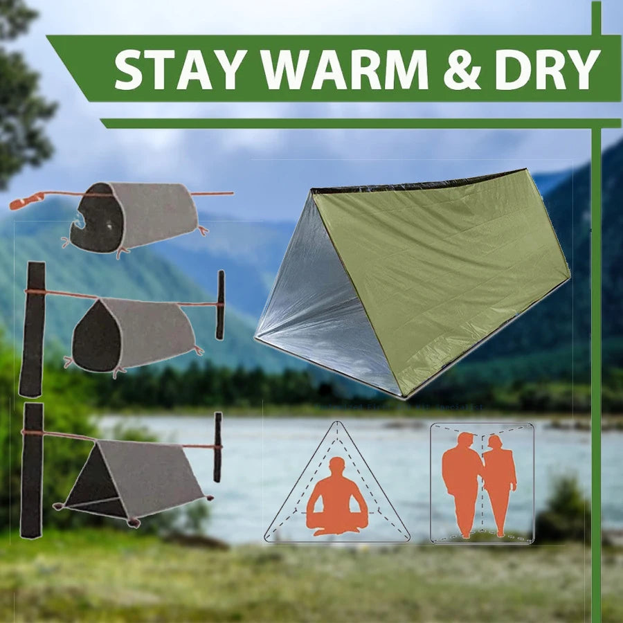 Emergency Survival Tent Shelter, 2-Person Emergency Tent,  Emergent Shelter Tent, Survival Life Tarp for Outdoor, Camping Hiking