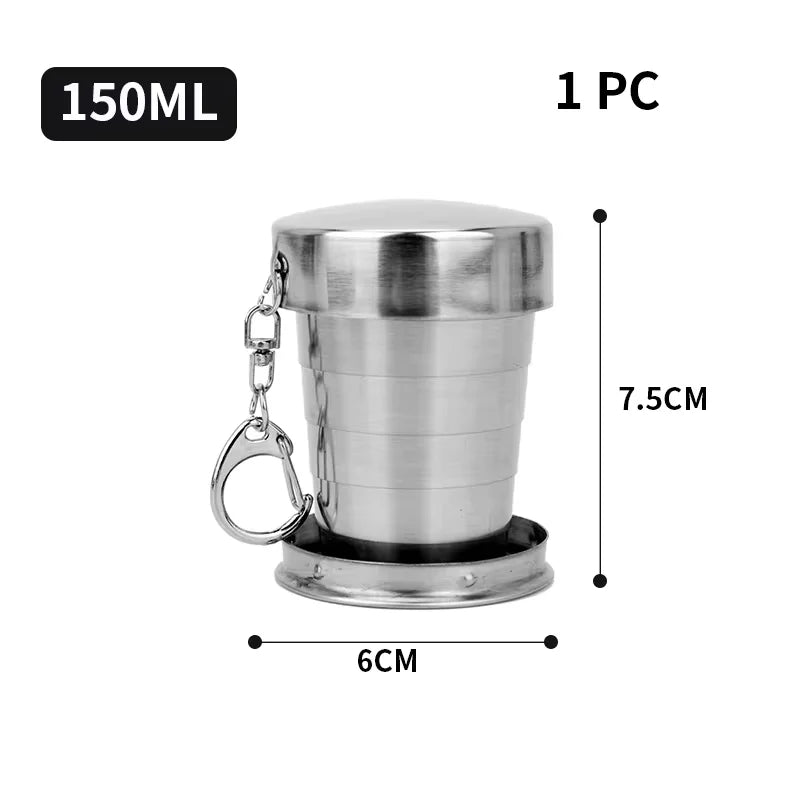 NEW 250ml Stainless Steel Retractable Cup Outdoor Travel Toiletry Cup Portable Creative Compression Cup Mini Handy Cup Folding Cup