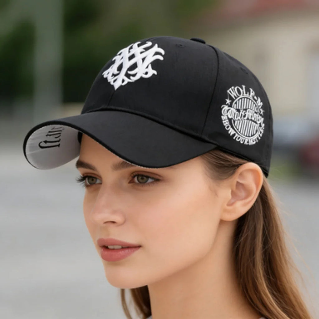 Vintage Gothic Embroidered "NY" Baseball Cap – Adjustable Cotton Snapback Hat for Men Women, Casual Outdoor Sun Hat