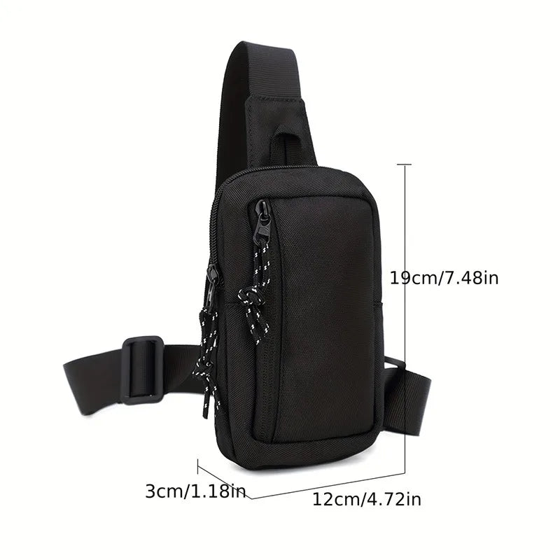 Casual Men Shoulder Chest Bag Nylon Waterproof Outdoor Sport Running Cycling Belt Bag Large Capacity Travel Phone Pouch Bag