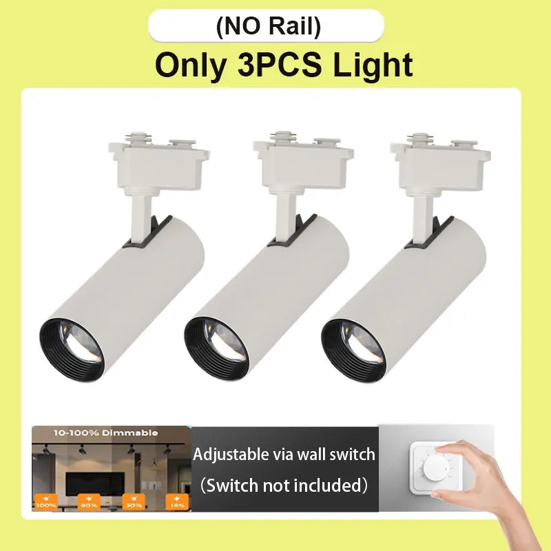 Set LED Track Light Dimmable Track Lamp AC180-265V COB led Spotlight  for Living Room Kitchen Clothing Store Rail Lamp Lighting
