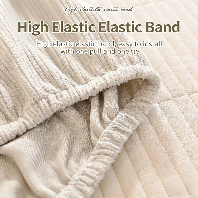 High Elasticity Headboard Cover Solid Color Double Bed Backrest Cover Autumn Winter Warm and Dustproof Cover Machine Washable