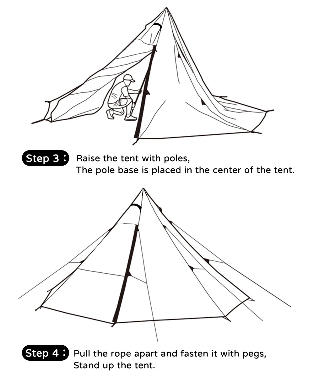 Indian Tent Outdoor Waterproof Tipi Tent 4 Person Yurt Family Mongolian Large Teepee Camping for Adults Pyramid Double Layer