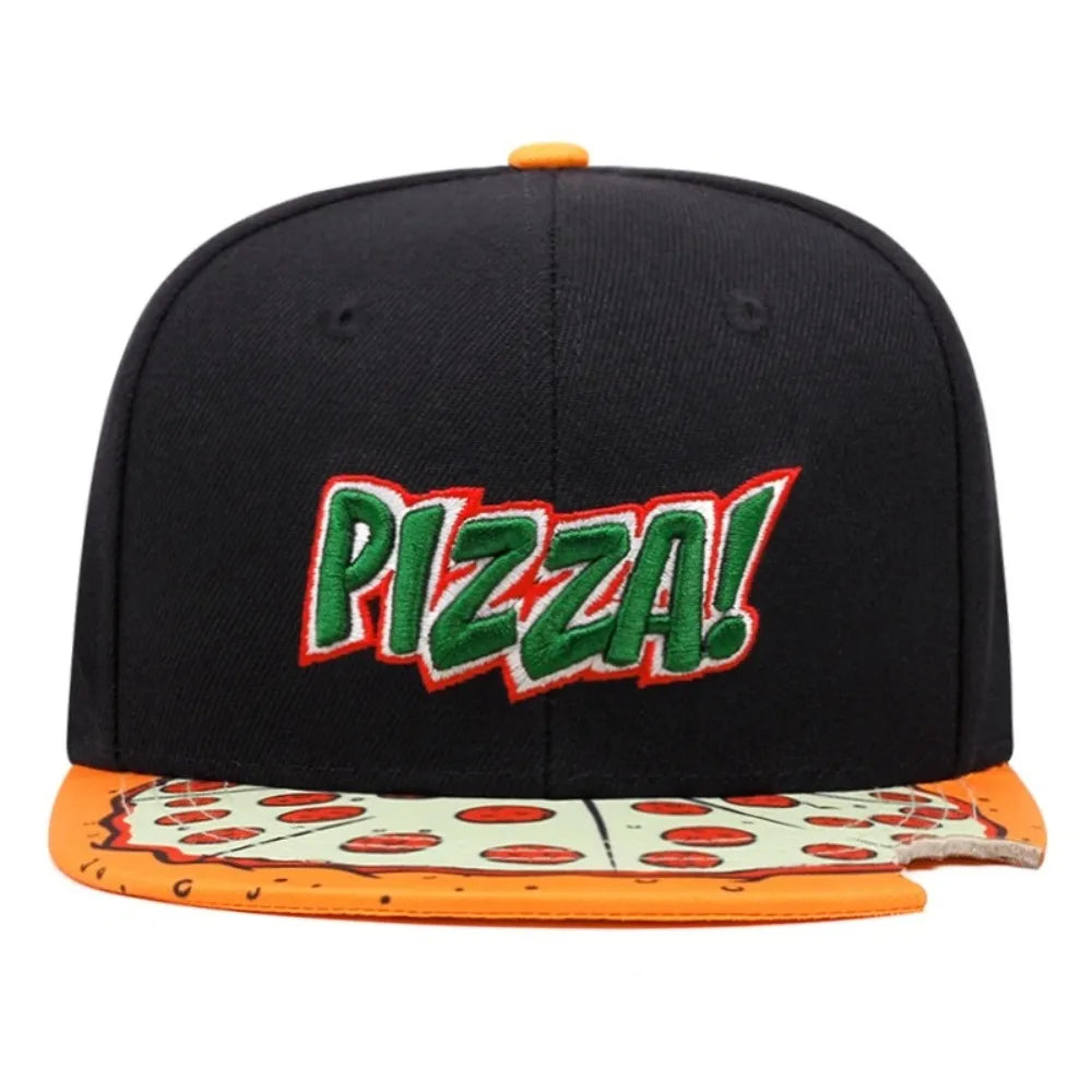 Fashion Casual Hip Hop Hats PIZZA Embroidery Breathable Baseball Cap Adjustable Snapback Hats Unisex